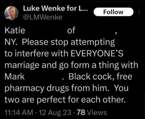 luke wenke katie obsession tweet twitter x screenshot 2023