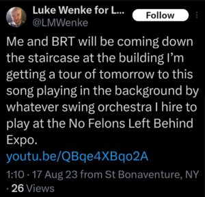 luke wenke x twitter screenshot ryan benjamin teeter obsession 2023