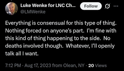 luke wenke ominous x/twitter post about death and negotiation august 2023