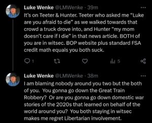 luke wenke x twitter screenshot ryan benjamin teeter obsession 2023