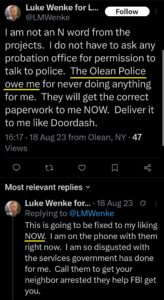 luke wenke twitter screenshot owed demands 2023 x entitled