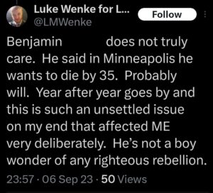 luke wenke x twitter benjamin ryan teeter obsession 2023