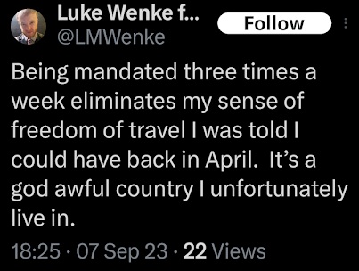 luke wenke complains about court mandated mental health treatment x/twitter screenshot september 2023