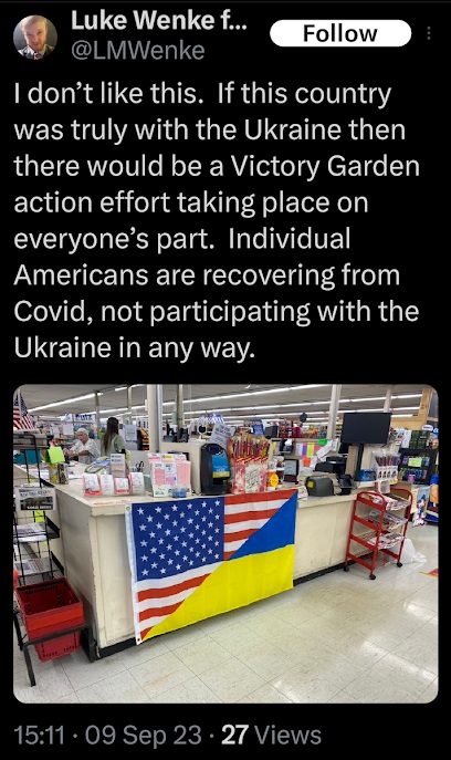 luke wenke mocks americans for expressing support for ukraine x/twitter screenshot september 2023