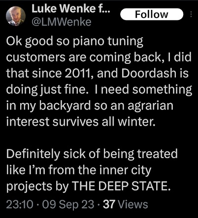 luke wenke snubs his nose at people who live in housing projects and public housing x/twitter screenshot september 2023