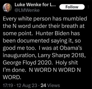 luke wenke racist tweet george floyd screenshot