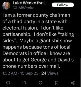 luke wenke x twitter screenshot letter writing obsession george borrello david dipietro 2023