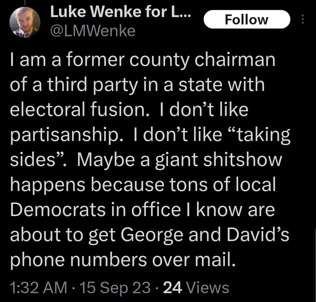 luke wenke x twitter screenshot letter writing obsession george borrello david dipietro 2023