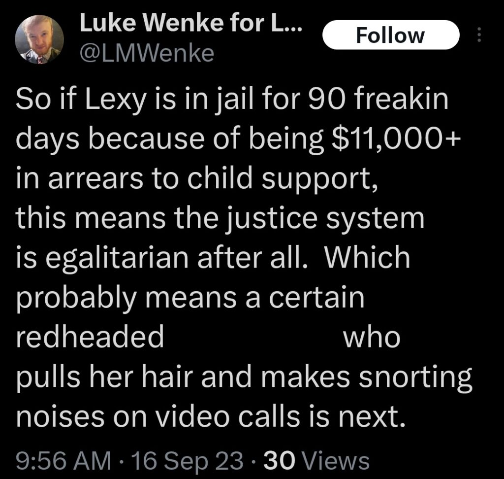 luke wenke x twitter screenshot katie obsession 2023