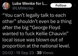 luke wenke racist tweet george floyd screenshot