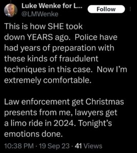 luke wenke x twitter screenshot katie obsession 2023