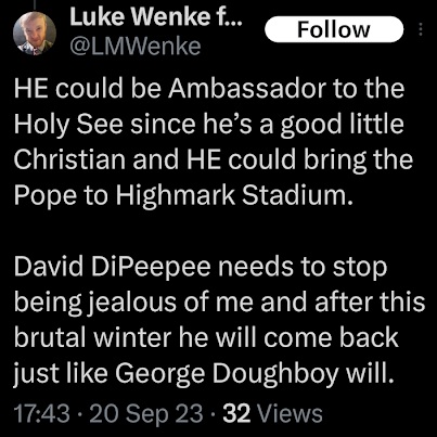 luke wenke accuses ny assemblyman david dipietro of being jealous of him x/twitter screenshot september 2023