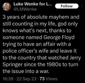 luke wenke racist tweet george floyd screenshot