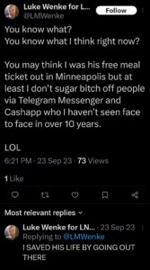 luke wenke katie obsession tweet twitter x screenshot 2023