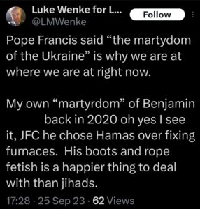 luke wenke x twitter screenshot ryan benjamin teeter obsession 2023