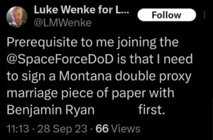 Luke Wenke x twitter screenshot benjamin ryan teeter obsession double proxy marriage 2023