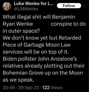 luke wenke x twitter screenshot benjamin ryan teeter obsession 2023