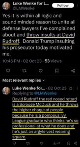 luke wenke x twitter screenshot us attorney david rudroff obsession 2023