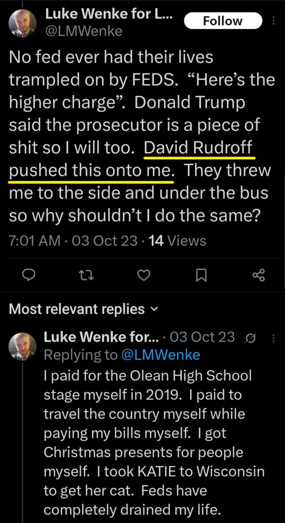 luke wenke x twitter screenshot self-pity incel katie obsession 2023