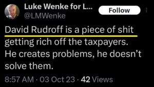 luke wenke x twitter screenshot us attorney david rudroff obsession 2023