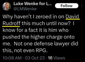 luke wenke x twitter screenshot us attorney david rudroff obsession 2023