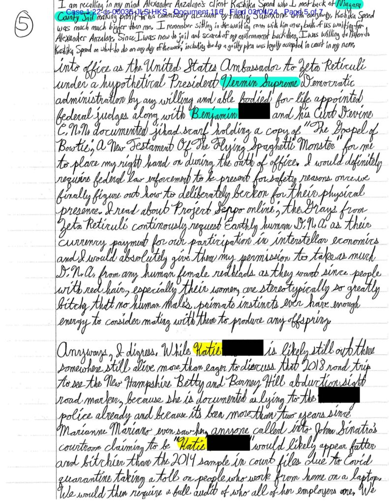 a letter from luke wenke to federal judge john sinatra jr.; march 2024