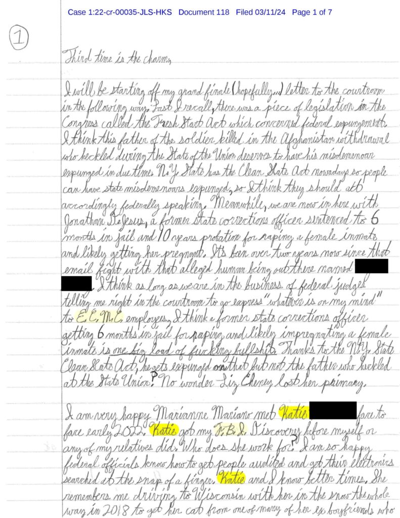 letter from luke wenke to federal judge john sinatra jr. march 2024