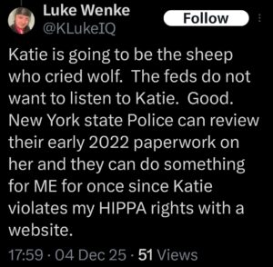 luke wenke katie obsession x twitter screenshot 2025