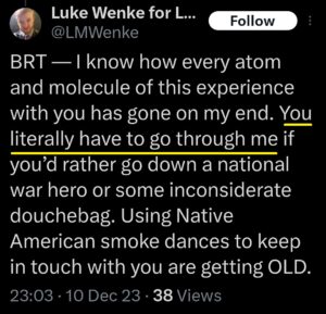 luke wenke x twitter screenshot benjamin ryan teeter obsession 2023