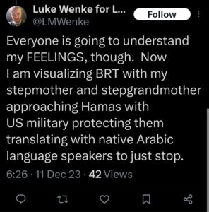 luke wenke x twitter screenshot ryan benjamin teeter obsession 2023