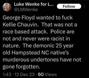 luke wenke racist tweet george floyd screenshot