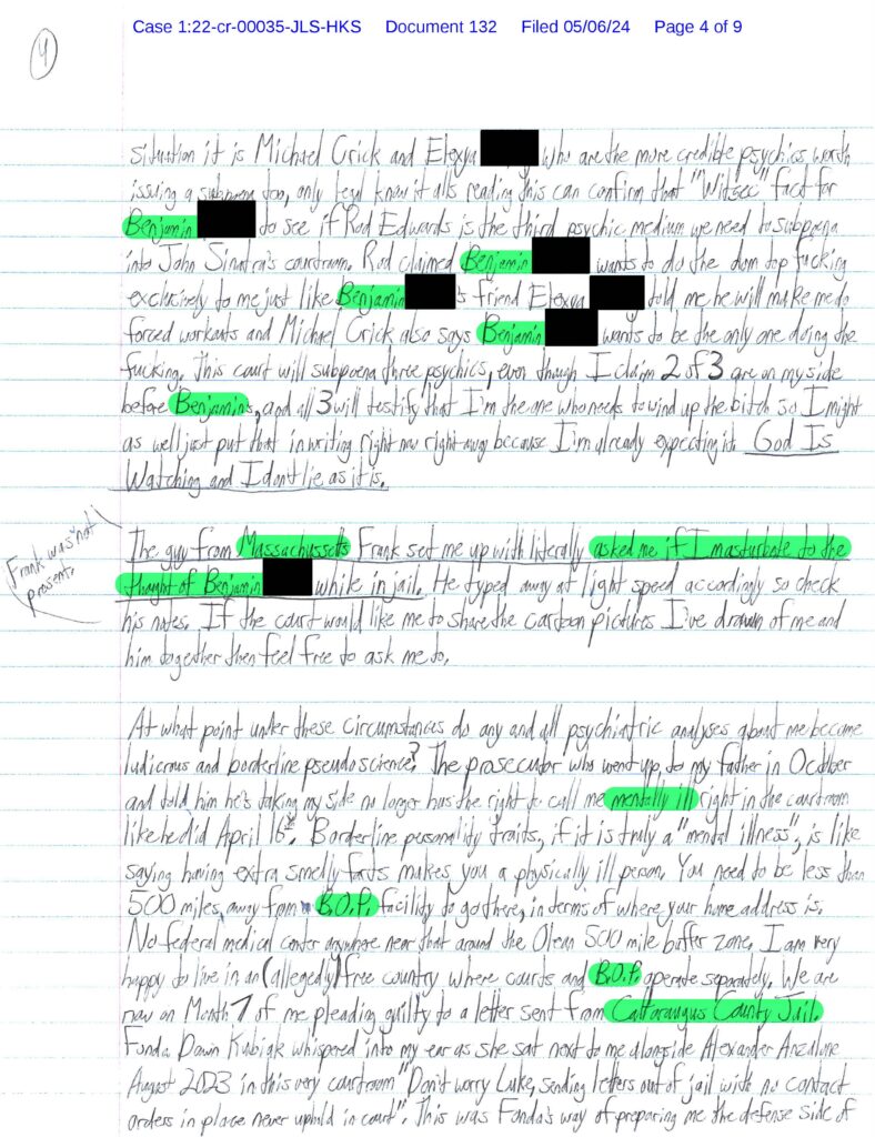 letter from luke wenke to federal judge john sinatra jr.; 05/06/2024