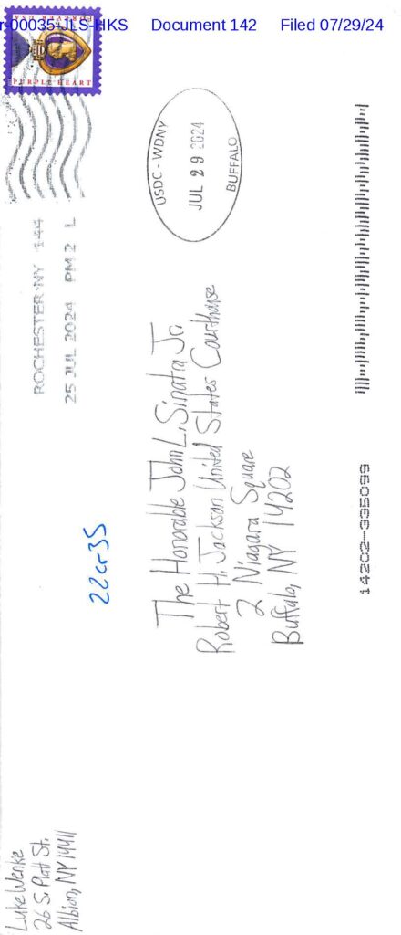 letter from luke wenke to the honorable john l. sinatra jr. 07/29/2024