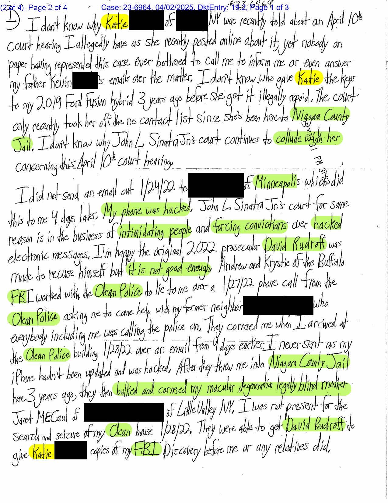 a letter from luke wenke to the us second circuit court of appeals april 2025