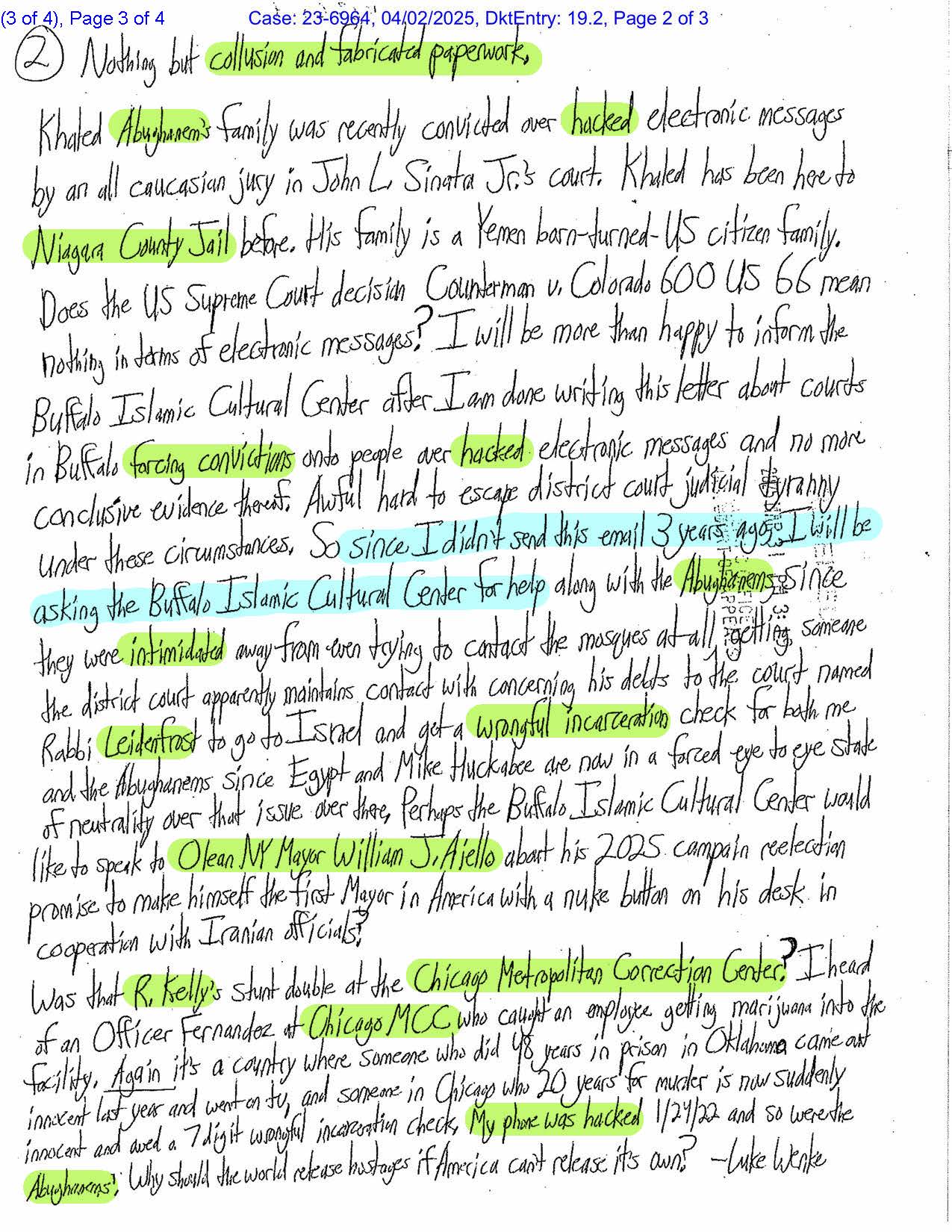 a letter from luke wenke to the us second circuit court of appeals april 2025