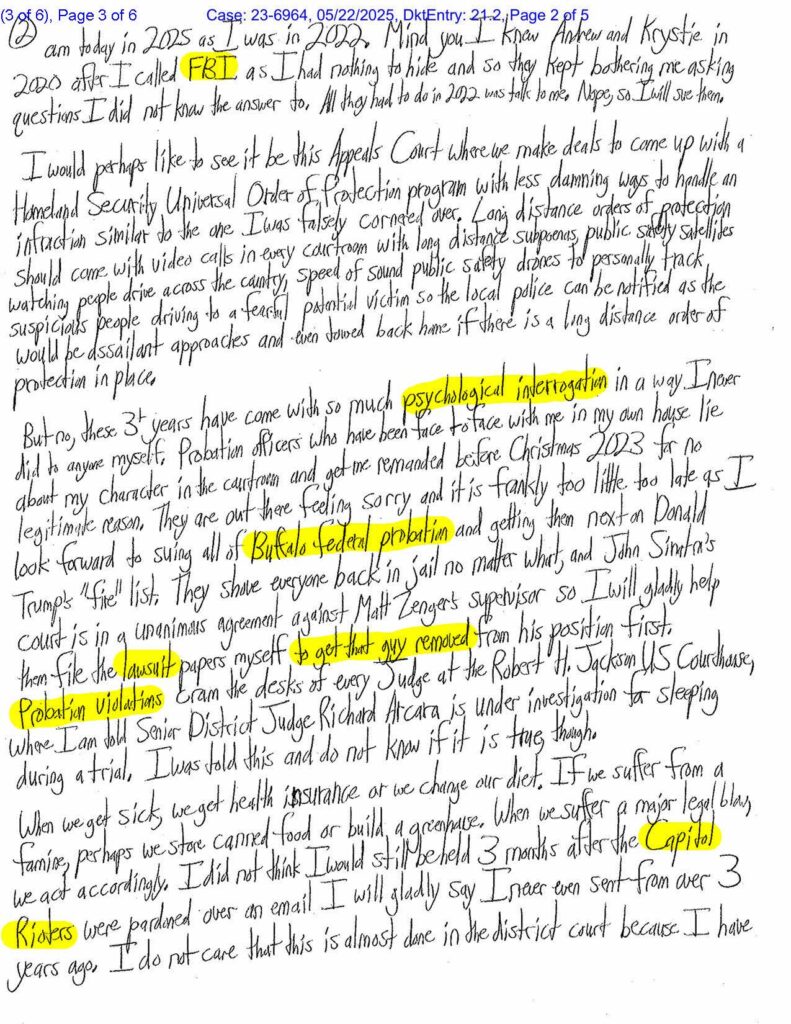 letter from luke wenke to the us second circuit court of appeals in nyc 05/22/2025