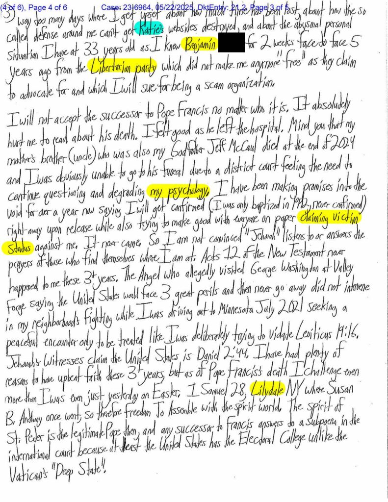 letter from luke wenke to the us second circuit court of appeals in nyc 05/22/2025