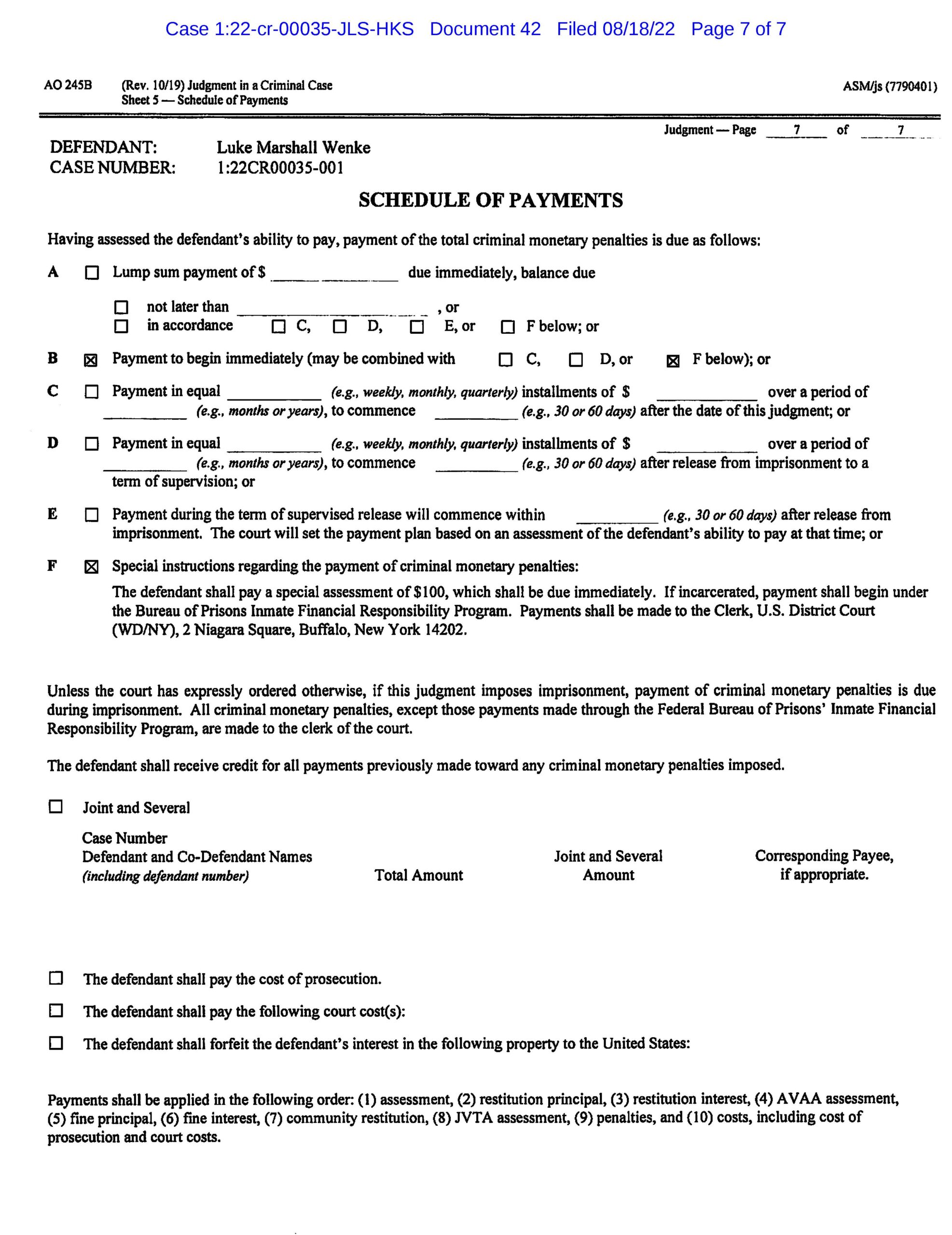 usa v. luke wenke judgment guilty of federal cyberstalking charge 2022