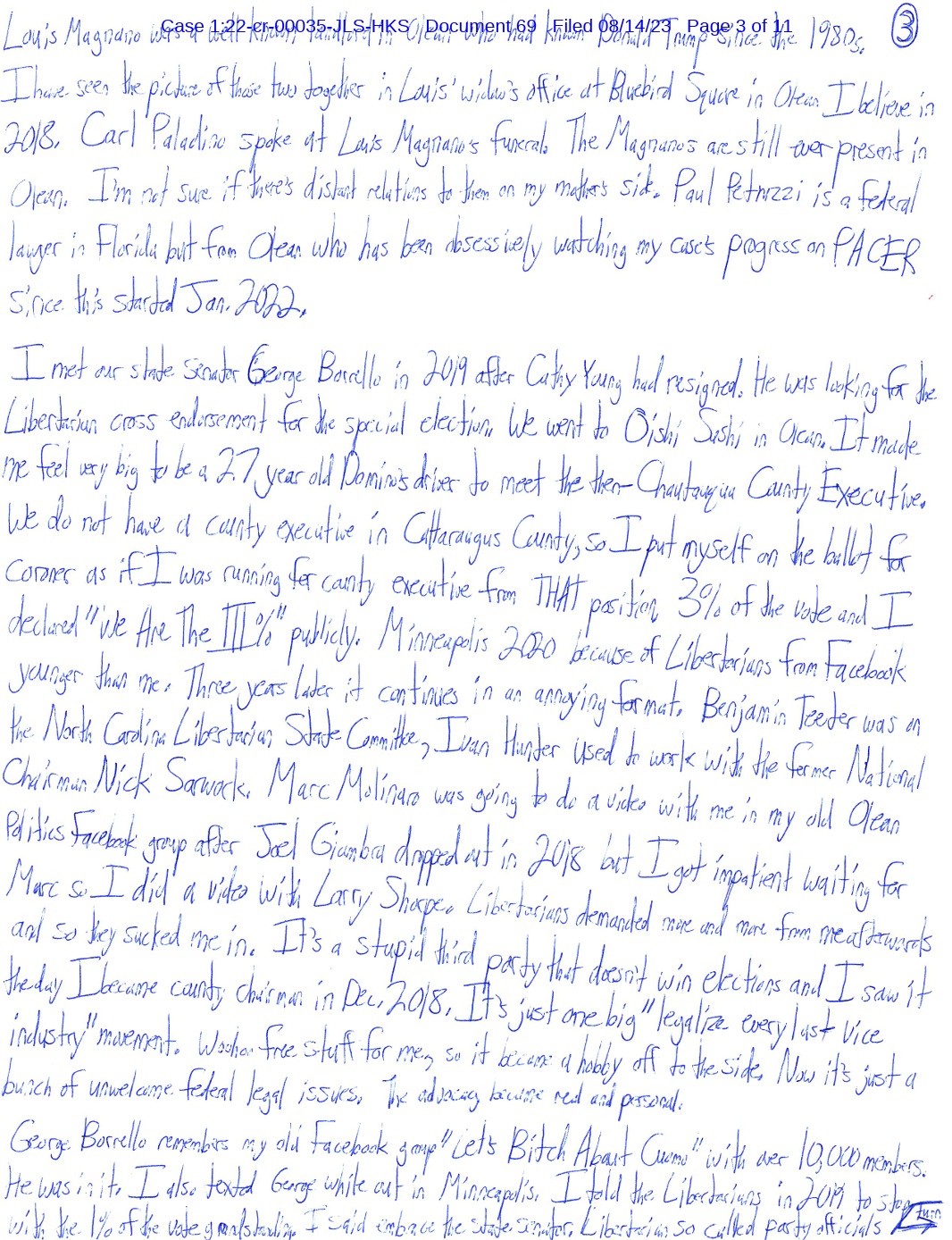 a letter from luke wenke to judge john sinatra august 2023