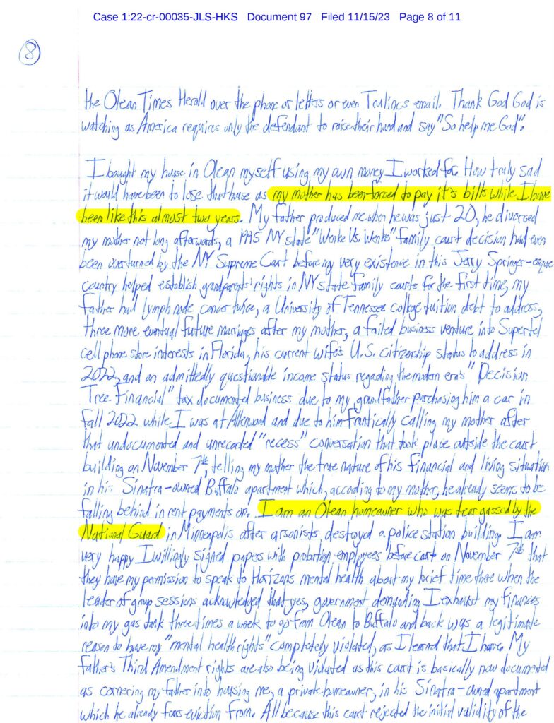 letter from luke wenke to federal judge john sinatra jr. november 2023