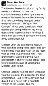 luke wenke facebook screenshot wenkeville 2023