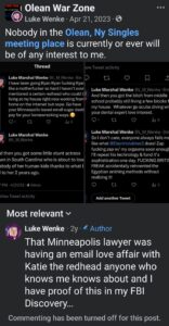 luke wenke facebook screenshot ryan obsession katie obsession sugar bitching threats