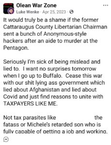 luke wenke facebook screenshot demands owed entitlement