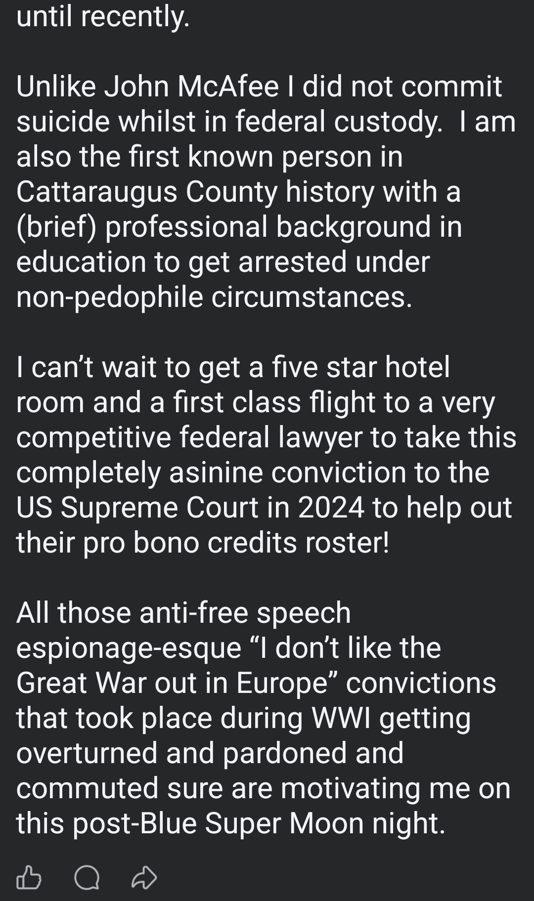 luke wenke facebook screenshot rape shooting threats denial 2023