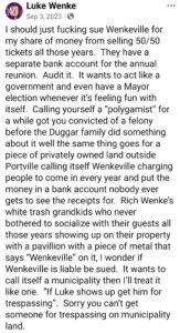 luke wenke facebook screenshot wenkeville 2023