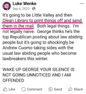 luke wenke facebook screenshot letter writing obsession 2023