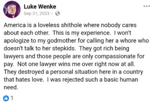 luke wenke facebook antiamerican hatred anti-military screenshot 2023