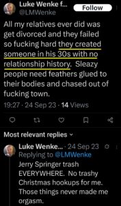 luke wenke x twitter screenshot incel talk jealous of mommy 2023
