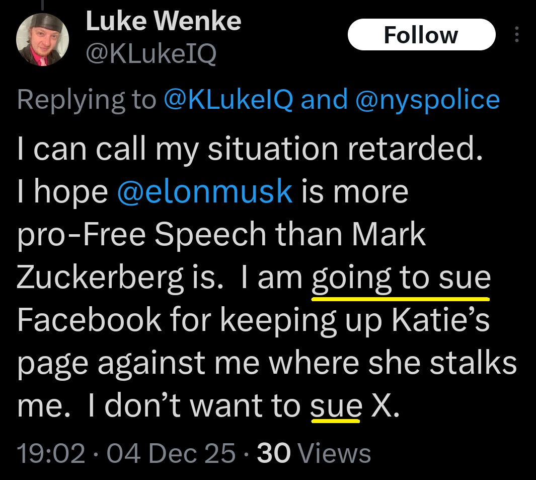 luke wenke x twitter screenshot threats to sue facebook 2025