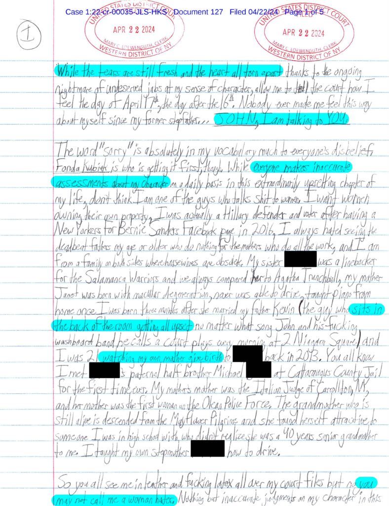 letter from luke wenke to the honorable john l. sinatra jr. april 2024